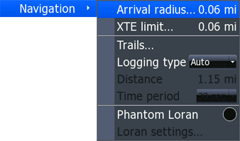 Lowrance HDS Navigation menu