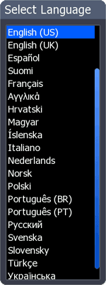 HDS Select Language menu