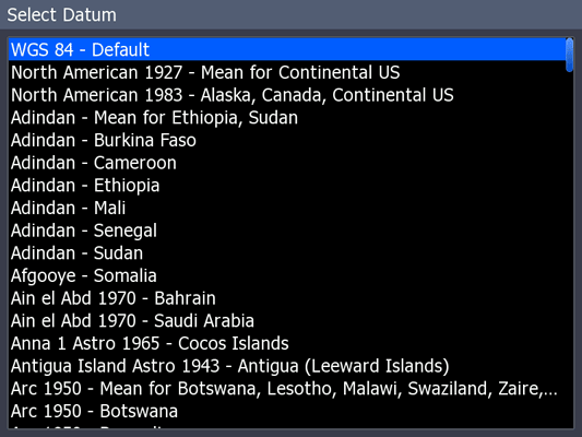 HDS Select Datum menu