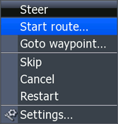 STEER contextual menu with active route