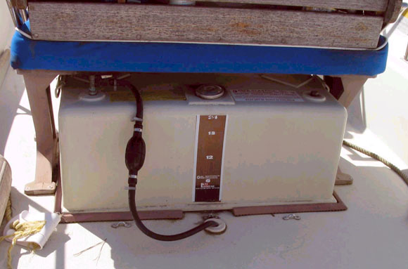 Photo: Fuel Tanks in cockpit of Whaler Montauk