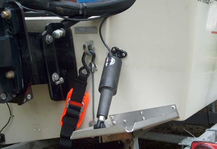 Photo: Trim tab installation on Outrage 18 with twin engines.