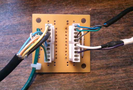 Photo: Close up view of Universal NMEA-0183 interface connectors and backplane wiring devices.