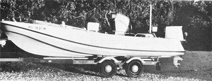 Photo: Boston Whaler 21-foot OUTRAGE on dual axle trailer,