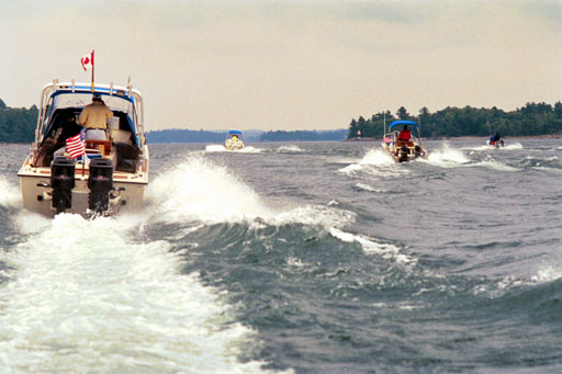 [Photo: Flotilla at Wells Island]